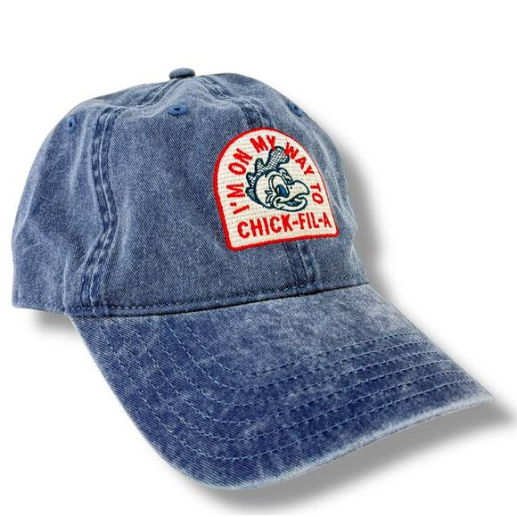 Chick-fil-a Other - On My Way To Chick Fil A Denim Blue Baseball Hat Cap One Size Adjustable Uniform